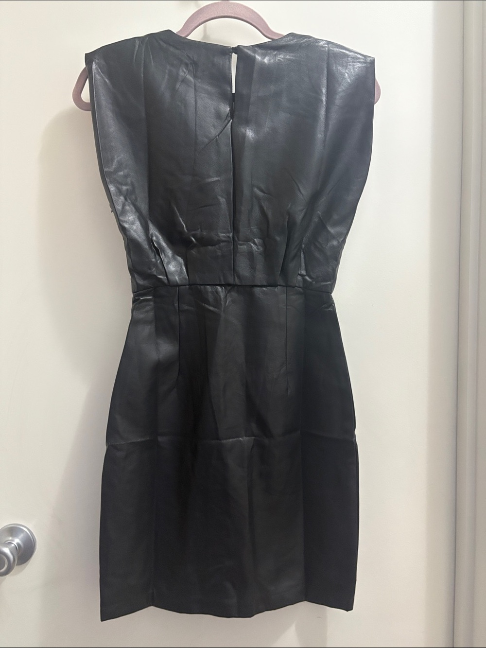 bishop + young Black Faux Leather Mini Sheath Dress - Picture 2 of 4